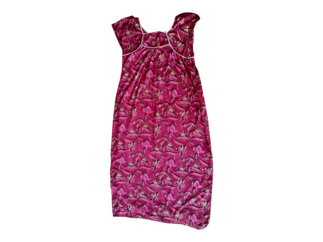 Women Printed Cotton Nighty | Sleeveless Maxi Night Dress | Comfortable Daily Wear (Red/Pink)