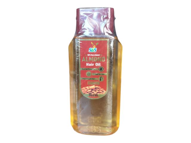 SBS Almond Hair Oil – 100% Pure & Natural Badam Oil for Hair & Skin – 500ml
