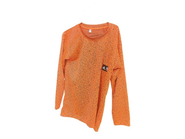 Women’s Orange Printed Full Sleeve Top with Round Neck – Casual Daily Wear Stylish T-Shirt