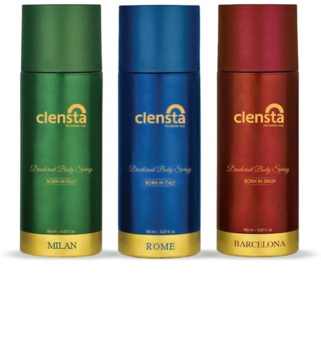 Clensta Designer Body Spray Combo (Milan, Rome & Barcelona) | Long Lasting Fragrance | 150 ml Each