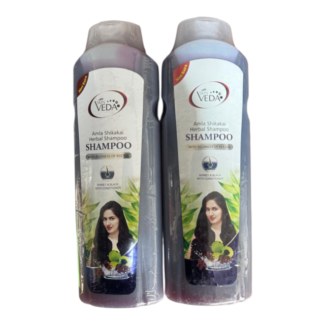 Skin Veda Amla Shikakai Herbal Shampoo 500ml | With Richness of Reetha | Shiny & Strong Hair | Pack of 1
