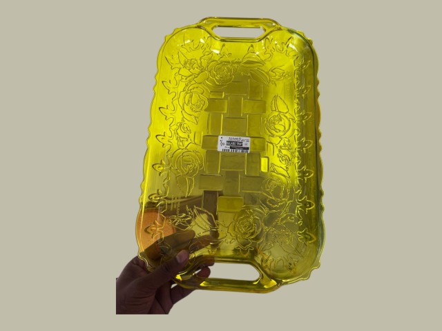 Plastic Serving Tray with Handle | Designer Gulabo Tray | Multipurpose Tea & Snacks Serving Tray