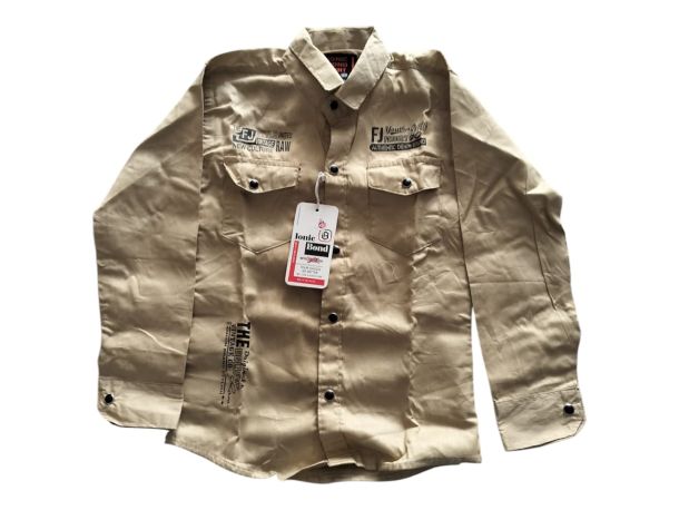 Men Beige Printed Casual Shirt – Full Sleeve Double Pocket Stylish Khaki Shirt for Men