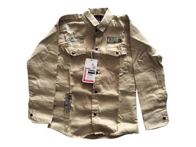Men Beige Printed Casual Shirt – Full Sleeve Double Pocket Stylish Khaki Shirt for Men