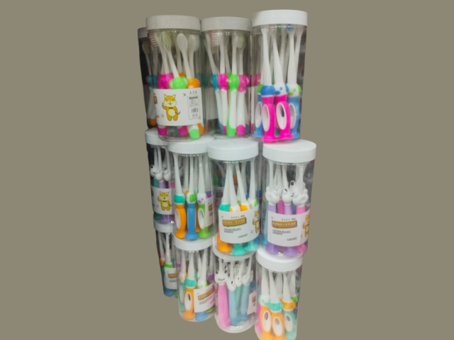 Kids Cartoon Soft Bristle Toothbrush Set | Baby & Children Tooth Brush Jar Pack (Multi Color)