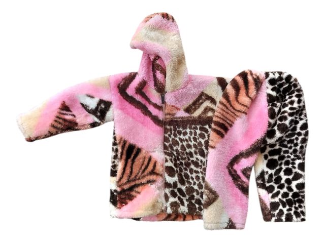 Kids Girls Fleece Hooded Winter Jacket & Pajama Set | Soft Warm Printed Night Suit