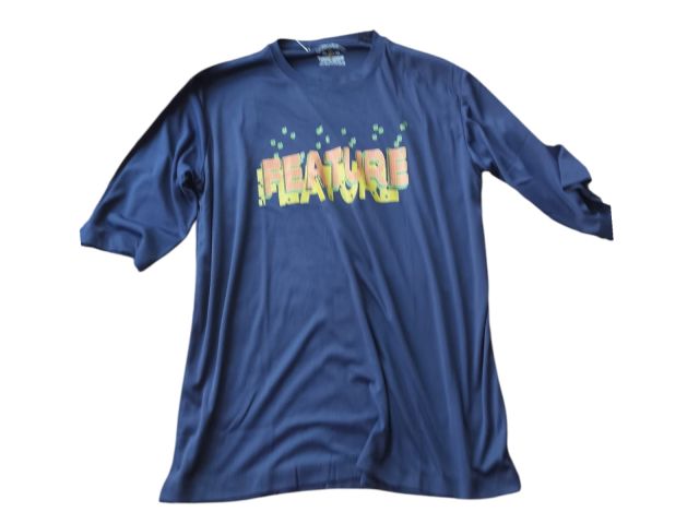 Men’s Full Sleeve Printed T-Shirt | “Feature/Flavor” Graphic Casual Wear (Navy Blue)